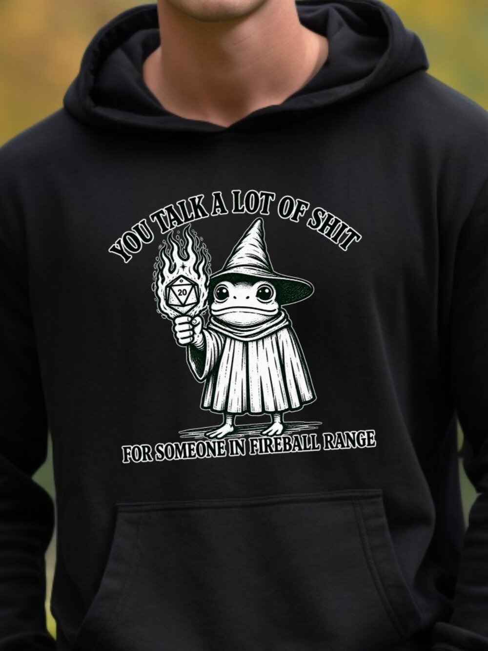 Funny Frog Fireball HOODIE Graphic Sweatshirt Dungeon Dragon Gamer Sarcastic